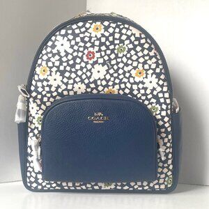 Coach Court Floral Large Backpack CBM23 Blue Leather School Office
